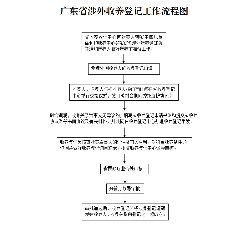 广东省涉外收养登记工作流程图