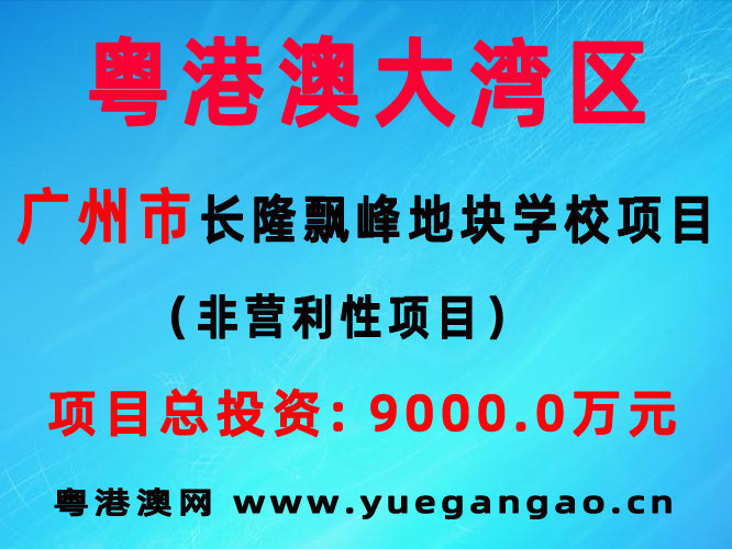 广州长隆飘峰地块学校项目 总投资：9000.0万元